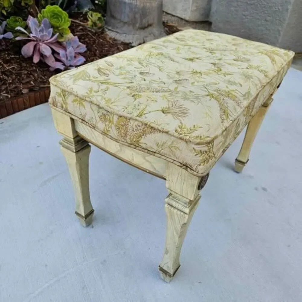 Vintage Floral Tapestry Vanity Bench